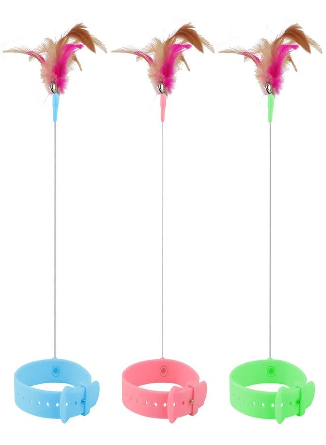 PET FUN لعبة عصا الإثارة التفاعلية للقطط من بيت فن - عصا ريش متعددة الألوان مع طوق رقبة قابل للتعديل وجرس وقضيب مرن لتمرين ولعب القطط في الأماكن المغلقة، (عبوة من قطعة واحدة) - Image 1